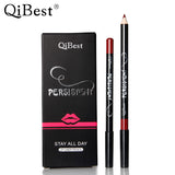 Qibest Brand 12 Colors Waterproof Lip Liner Makeup Set Long-lasting Matte Lipsticks Wood Persistent Nude Lip Pencil Lot