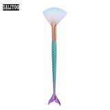 Lovely Mermaid Foundation Makeup Brush Fish Shaped Powder Blusher Cosmetic Makeup Brush Tool Kit Fishtail Bottom Contour Brushes