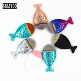 Lovely Mermaid Foundation Makeup Brush Fish Shaped Powder Blusher Cosmetic Makeup Brush Tool Kit Fishtail Bottom Contour Brushes