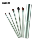 MAANGE 5pcs Pro Eye Shadow Brushes Set Powder Lips Eyebrow Eyeliner Makeup Brush Cosmetic Beauty Make Up Tool Case Kit With Logo