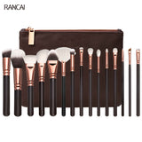 Professional 15pcs Makeup Brushes Set Pink Rose Golden Powder Foundation Eyes shadow Eyebrow Brush Cosmetics Make Up Tools Kit