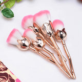 zwellbe 6 Pcs Rose Gloden Flower Shape Makeup Brushes Set Cosmetic Powder Face Pinceis Tool Blush Kabuki Brush Brocha Maquillaje