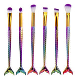 10Pcs Unicorn Mermaid Makeup Brush Set Fish Tail Foundation Powder Eyeshadow Make up Brushes Contour Blending Cosmetic Brushes