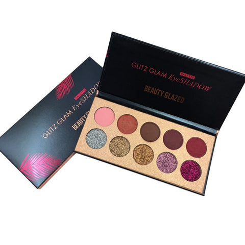 Beauty Glazed 10 Colors Shimmer Glitter Matte Eyeshadow Palette Cosmetics Tool Long Lasting Eye Shadow Makeup Pigments Kit