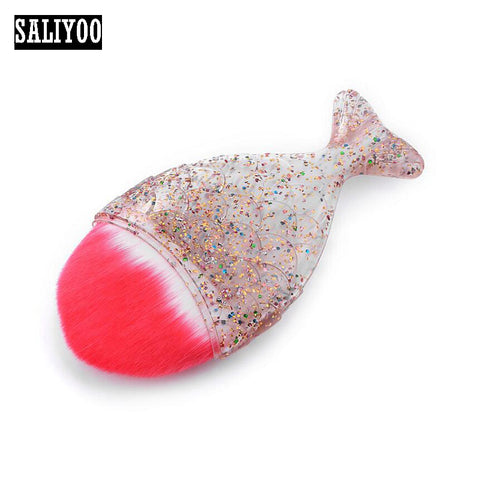 Lovely Mermaid Foundation Makeup Brush Fish Shaped Powder Blusher Cosmetic Makeup Brush Tool Kit Fishtail Bottom Contour Brushes