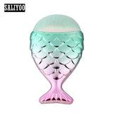 Lovely Mermaid Foundation Makeup Brush Fish Shaped Powder Blusher Cosmetic Makeup Brush Tool Kit Fishtail Bottom Contour Brushes