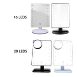 Adjustable 20 LEDs Lighted Makeup Mirror Touch Screen Portable Magnifying Vanity Tabletop Lamp Cosmetic Mirror Make Up Tool