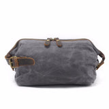 DAYGOS Canvas Travel Toiletry Organizer Shaving Dopp Kit Leather Travel Cosmetic Bag Makeup Men Handbag Casual Zipper Wash Cases