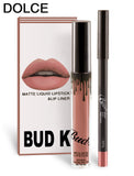 BUD K Lipstick Sets Long Lasting Matte Liquid Lipstick+velvet Lips Pencil Makeup Waterproof Matt Batom Nude Liquid Lip Gloss