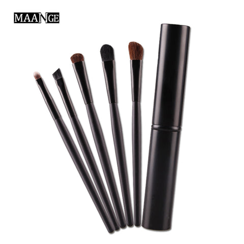 MAANGE 5pcs Pro Eye Shadow Brushes Set Powder Lips Eyebrow Eyeliner Makeup Brush Cosmetic Beauty Make Up Tool Case Kit With Logo