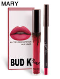 BUD K Lipstick Sets Long Lasting Matte Liquid Lipstick+velvet Lips Pencil Makeup Waterproof Matt Batom Nude Liquid Lip Gloss