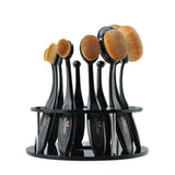 Oval Makeup Brushes Professional 10pcs Oval Brush Set Toothbrush Make Up Brushes with Brush Holder