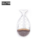Lovely Mermaid Foundation Makeup Brush Fish Shaped Powder Blusher Cosmetic Makeup Brush Tool Kit Fishtail Bottom Contour Brushes