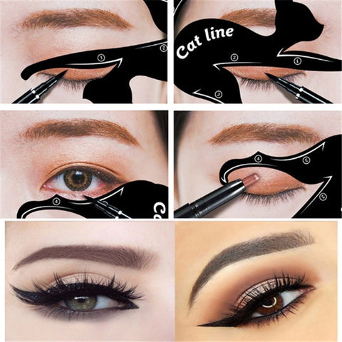 2Pcs/Set New Cat Line Eye Makeup Eyeliner Stencils Templates Makeup Tools Kits For Eye