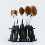 Oval Makeup Brushes Professional 10pcs Oval Brush Set Toothbrush Make Up Brushes with Brush Holder