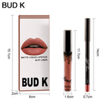 BUD K Lipstick Sets Long Lasting Matte Liquid Lipstick+velvet Lips Pencil Makeup Waterproof Matt Batom Nude Liquid Lip Gloss