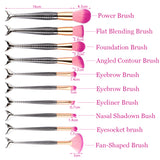 10PCS Unicorn Mermaid Makeup Brushes Foundation Cosmetic Soft Blush Face Powder Deluxe Black