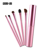 MAANGE 5pcs Pro Eye Shadow Brushes Set Powder Lips Eyebrow Eyeliner Makeup Brush Cosmetic Beauty Make Up Tool Case Kit With Logo