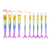 10Pcs Unicorn Mermaid Makeup Brush Set Fish Tail Foundation Powder Eyeshadow Make up Brushes Contour Blending Cosmetic Brushes