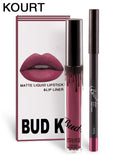 BUD K Lipstick Sets Long Lasting Matte Liquid Lipstick+velvet Lips Pencil Makeup Waterproof Matt Batom Nude Liquid Lip Gloss