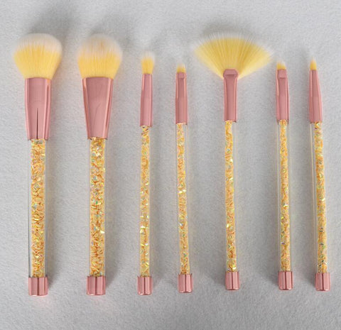 Bling 7PCS Aquarium Liquid Glitter Brush Set Mermaid Makeup Brushes Pincel Kit Portable Eyebrow Eyeshadow Brush Set Makeup Tools