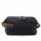 DAYGOS Canvas Travel Toiletry Organizer Shaving Dopp Kit Leather Travel Cosmetic Bag Makeup Men Handbag Casual Zipper Wash Cases