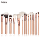 Professional 15pcs Makeup Brushes Set Pink Rose Golden Powder Foundation Eyes shadow Eyebrow Brush Cosmetics Make Up Tools Kit