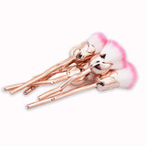 zwellbe 6 Pcs Rose Gloden Flower Shape Makeup Brushes Set Cosmetic Powder Face Pinceis Tool Blush Kabuki Brush Brocha Maquillaje