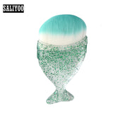 Lovely Mermaid Foundation Makeup Brush Fish Shaped Powder Blusher Cosmetic Makeup Brush Tool Kit Fishtail Bottom Contour Brushes