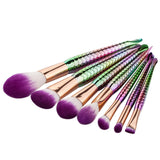 7pcs Pro Mermaid Makeup Brushe Cosmetic Foundation Powder Eyeshadow Contour Concealer Blending Blush Fish Tail Fish-shaped Brush