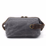 DAYGOS Canvas Travel Toiletry Organizer Shaving Dopp Kit Leather Travel Cosmetic Bag Makeup Men Handbag Casual Zipper Wash Cases