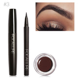 FOCALLURE Pro 3Pcs Eyes Daily Makeup Use Black Eyeliner Mascara and Eyebrow Cream