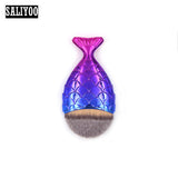 Lovely Mermaid Foundation Makeup Brush Fish Shaped Powder Blusher Cosmetic Makeup Brush Tool Kit Fishtail Bottom Contour Brushes