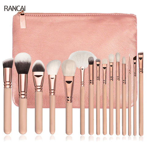 Professional 15pcs Makeup Brushes Set Pink Rose Golden Powder Foundation Eyes shadow Eyebrow Brush Cosmetics Make Up Tools Kit