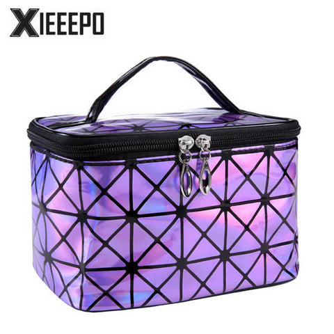 Functional Cosmetic Bag Women Fashion PU Leather Travel Make Up Necessaries Organizer Zipper Makeup Case Pouch Toiletry Kit Bag