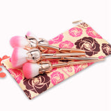 zwellbe 6 Pcs Rose Gloden Flower Shape Makeup Brushes Set Cosmetic Powder Face Pinceis Tool Blush Kabuki Brush Brocha Maquillaje