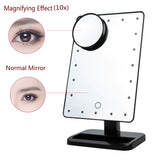 Adjustable 20 LEDs Lighted Makeup Mirror Touch Screen Portable Magnifying Vanity Tabletop Lamp Cosmetic Mirror Make Up Tool
