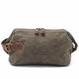 DAYGOS Canvas Travel Toiletry Organizer Shaving Dopp Kit Leather Travel Cosmetic Bag Makeup Men Handbag Casual Zipper Wash Cases