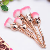 zwellbe 6 Pcs Rose Gloden Flower Shape Makeup Brushes Set Cosmetic Powder Face Pinceis Tool Blush Kabuki Brush Brocha Maquillaje