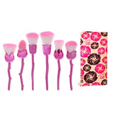 zwellbe 6 Pcs Rose Gloden Flower Shape Makeup Brushes Set Cosmetic Powder Face Pinceis Tool Blush Kabuki Brush Brocha Maquillaje