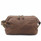 DAYGOS Canvas Travel Toiletry Organizer Shaving Dopp Kit Leather Travel Cosmetic Bag Makeup Men Handbag Casual Zipper Wash Cases