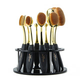 Oval Makeup Brushes Professional 10pcs Oval Brush Set Toothbrush Make Up Brushes with Brush Holder