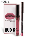 BUD K Lipstick Sets Long Lasting Matte Liquid Lipstick+velvet Lips Pencil Makeup Waterproof Matt Batom Nude Liquid Lip Gloss