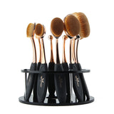 Oval Makeup Brushes Professional 10pcs Oval Brush Set Toothbrush Make Up Brushes with Brush Holder
