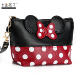 mickey minnie Cosmetic Bags Women Makeup Bag New Cartoon Large Bow tie clutch Women Packages PU Leather Bag