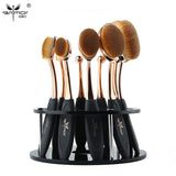 Oval Makeup Brushes Professional 10pcs Oval Brush Set Toothbrush Make Up Brushes with Brush Holder
