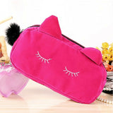 ISKYBOB Portable Cartoon Cat Coin Storage Case Travel Makeup Flannel Pouch Cosmetic Bag