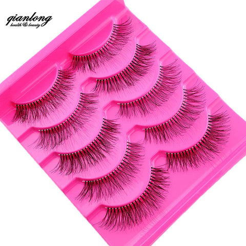 Hot Sale 5 Pairs Natural Sparse Cross Eye Lashes Extension Beauty Makeup Long Fake False Eyelashes Thick Beam