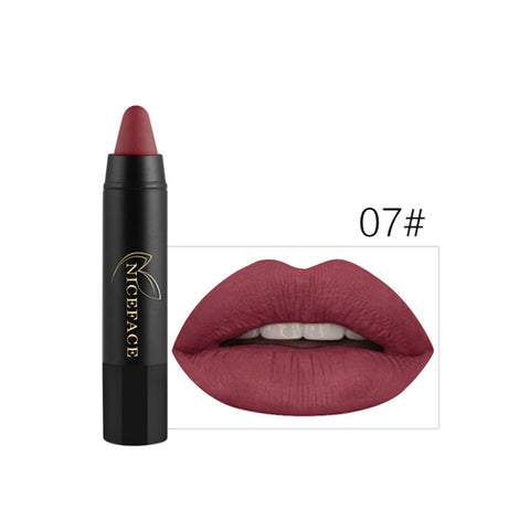 NICEFACE 24 Colors Matte Lipstick Cosmetics Waterproof Long Lasting Beauty Nude Lips Makeup Velvet Matte Lip Sitck Crayon Pencil