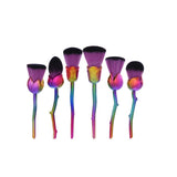 zwellbe 6 Pcs Rose Gloden Flower Shape Makeup Brushes Set Cosmetic Powder Face Pinceis Tool Blush Kabuki Brush Brocha Maquillaje